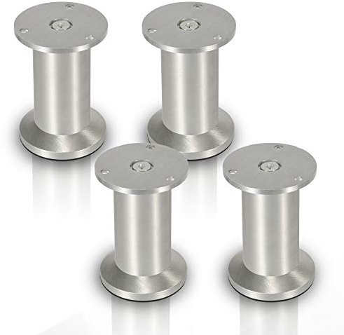 Sonnewelt 4er Set Möbelfüße | Hochwertige Aluminium Möbelfuss | 120mm Verstellbare für individuelle DIY-Möbel | Möbelbeine Küchenschränke Edelstahl runde Schrankfüße
