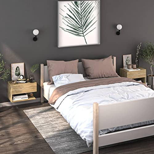 Norheim Wand-Nachttische 2 STK Nachtschrank Hängend Nachttisch Wandmontage Wandregal Schublade Schmaler Nachttisch Unterbauschubladen Sonoma Eiche3 Holzwerkstoff