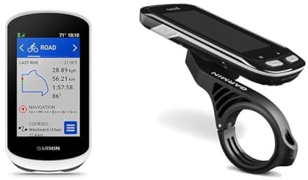 Garmin Edge Explore 2 - Computer per bici 3, GPS intuitivo, funzioni VO2, bianco & Supporto Garmin Accy Extended Quarter-Turn, Nero.