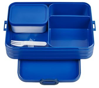 Mepal Bento Brotdose Large Take A Break - Brotdose mit Bento Box - Für 2 Sandwiches oder 4 Brotscheiben - Lunchbox für kleine Snacks & Reste - Brotdose Erwachsene Essenbox mit Fächern - Vivid blue