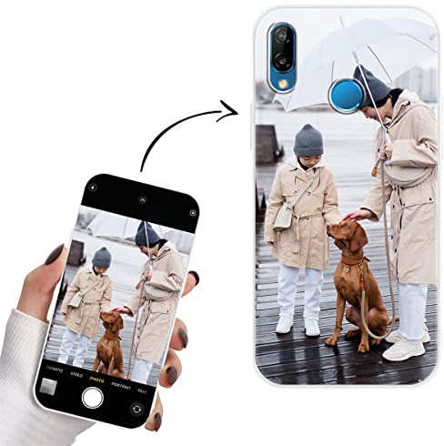 Yoedge Personalisierte Handyhülle für Huawei P20 Lite Hülle Selbst Gestalten mit Eigenem Foto Bild Text Personalisiert Case Individuelle Geschenk Schutzhülle Weiß Cover für Huawei P20 Lite 5,84
