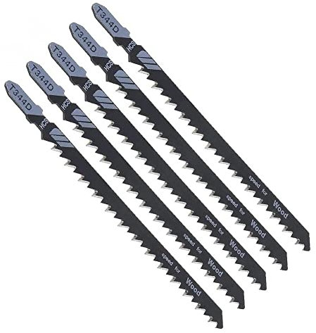 ALLZZY Lame de scie sauteuse 5 pièces T344D 130mm Lames de scie sauteuse alternatives à Coupe Rapide for Outils de Travail du Bois en Plastique