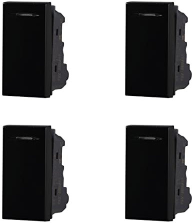 4 Pezzi Interruttore Unipolare, Compatibile Con Bticino Axolute (Nero)