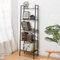 Oak & Tea Ladder Shelf, Ladder Bookcase, 5-Tier Bookshelf, X-Brace Support, 172 cm, Steel Frame, Industrial Style, for Home Office Study Living Room Bedroom, Rustic Brown+Black