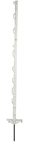 horizont Weidezaunpfähle Kunststoff 60 Stück weiß, Höhe 108cm, Doppeltritt, Kunststoffpfahl mit Ösen für Bänder, Seile, Litzen, Weidezaunpfahl Kunststoffpfahl Weidezaun