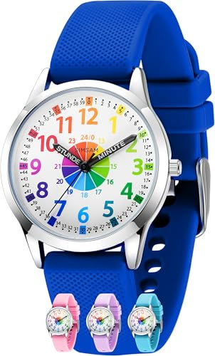 SIMSAM Kinderuhr Junge ab 6, Lernuhr Kinder Uhr ab 8, Kinderuhr Mädchen 10 Jahre, Armbanduhr Kinder Uhren für Jungs 12 Jahre, Armbanduhr Mädchen Jungen, Kids Watch, Kinderuhren (Blau)