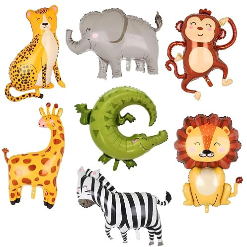 Luftballon Tiere,Folienballon Geburtstag,7 Stück Luftballons Tiere,Waldtiere Geburtstag Deko,Ballons Geburtstag,Safari Geburtstagsdeko,Folienballons für Safari Deko,Kinder Geburtstag Party Deko
