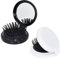 2 Piezas Cepillo de Pelo Plegable con Espejo, Redondo Peine de Viaje Plegable, Portátil Peine de Bolsillo, Mini Peine de Masaje para Hombres, Mujeres y Niñas, Negro + Blanco