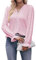Coloody Chemisier Décontracté à Manches Longues et col en V pour Femme Elegant Tee Shirt Décontracté Loose Hauts Tunique-Rose pâle-L