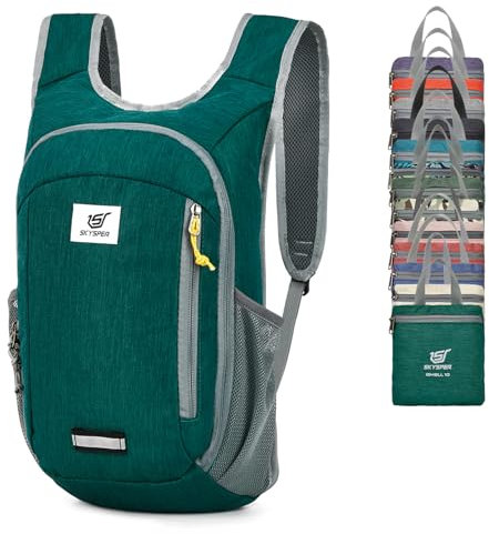 SKYSPER 10L Faltbarer Rucksack Ultraleicht Tagesrucksack Wasserfest Daypack Reiserucksack Wanderrucksack für Wandern Reisen Städtetrips