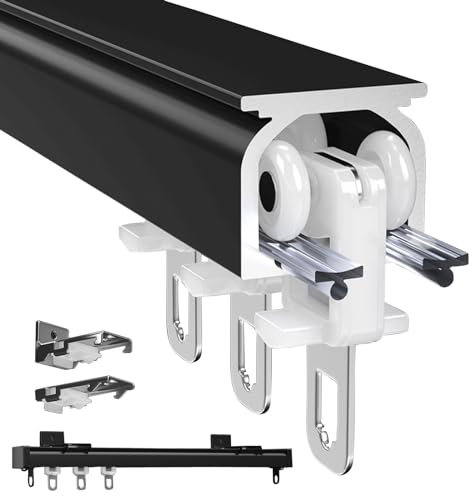 V3VOGUE Aluminium-Vorhangschienen-Set, 50 100 300 500 600cm Deckenschiene Wandschiene Gardinenschiene, Raumteiler-Schienensystem Mit Rolle, Für Schlafzimmer Fenster Duschvorhang Schiene