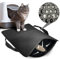 Tapis Litiere Chat, 45x60CM Honeycomb Double Couche Non-Slip Tapis de Litiere pour Chat, Imperméable et Urin Proof Tapis Chat Gamelle pour Litter Catcher (Noir 61 * 38cm)