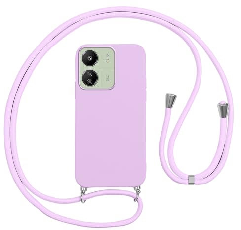 Vauki Funda con Cuerda para Xiaomi Redmi 13C, Carcasa Silicona AntiChoque con Correa, Case con Ajustable Colgante Collar Cordón Suave Cuello para Redmi 13C Móvil Teléfono, Morado 01