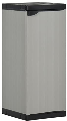 Mengtu Garten-Lagerschrank mit 1 Boden Werkzeugschrank Gartenschrank Haushaltsschrank Balkonschrank Terrassenschrank Wetterfest Grau und Schwarz 35x40x85 cm Gartenmöbel
