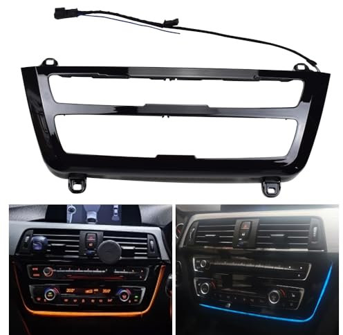 2 Farben LED Umgebungslicht, AC Radio Panel Dekorative Leuchte Atmosphärenlicht für Innen Armaturenbrett Mittelkonsole Kompatibel mit BMW 3er 4er F30 F31 F32 M3 M4 F80 (Schwarz)