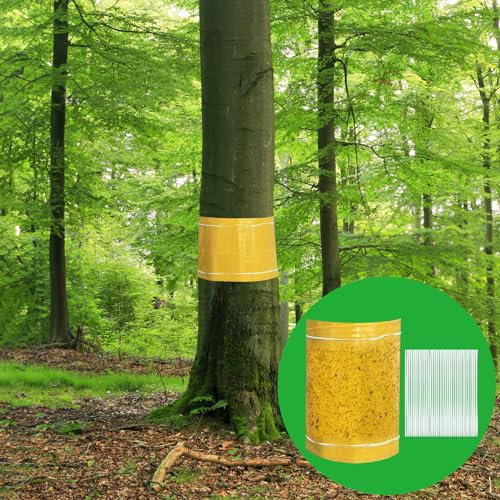 Leimringe für Obstbäume Selbstklebend, Leimring mit Bindedraht, 5 Meter x 20cm Baumleimring für Obstbäume, Ameisen Leimring für Baumschutz Stammschutz Raupenleim
