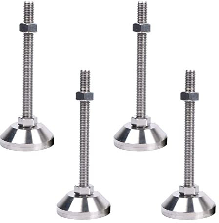 NIUSABOU Füße ausrichten, Füße ausrichten, 4 PCS D60 * M20 * 150 Verstellbare Füße aus Edelstahl, Hochleistungs-Schraubstützfüße, mechanische Maschinenfüße, feste Bodenfüße
