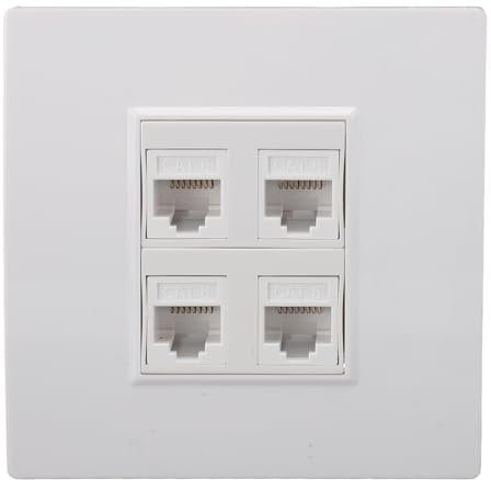 Ethernet Wall Plate 4 Port, Cat 6 Ethernet Wall Outlet Female to Female, Network Wall Plate Panel Compatible with CAT5 CAT5E CAT6A Keystone Inline Coupler Wallplate Devices