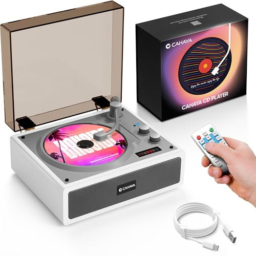 CAHAYA CD Player Portable for Home Use Featuring Built-in Dual Hi-Fi Speakers with Remote Control and Pone Jack Phone and PC Connectivity Long-lasting 3600mAh Battery Perfect as a Gift