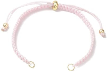 Airssory 10 pcs Pale Pink Nylon Slider Unfinished Bracelets Making Cord with Bead Jump Ring Adjustable Rope for Link Chrams DIY Jewellery Anklets Decorations