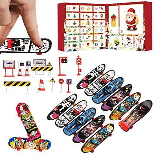 Finger Skateboard Adventskalender 2024, Fingerboard Adventskalender 2024 Kinder, Fingerboard-Zappelspielzeug, Kreatives Transportspielzeugset Für Kinder Und Teenager