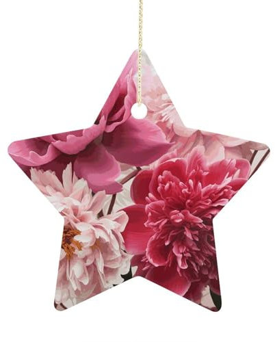 Botanische Blumen Weihnachtsschmuck für Weihnachtsbaum Sternform Ornament Weihnachtsbaum Dekoration Weihnachten Andenken Stern Hängende Dekoration für Festival Dekor