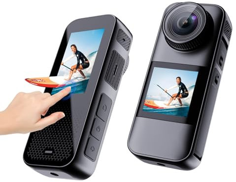 Xilecam Doble Pantalla Camara Deportiva 4K 60FPS Pantalla táctil HD 2,2 Cámara Impermeable con Camara Acuatica Sumergible Estabilización y Accesorios (HC09)