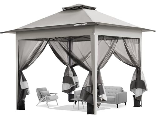 VIVOHOME Auvent d'extérieur extensible automatique - 3 x 3 m - Gris (Grigio & Nero, 3x3m)