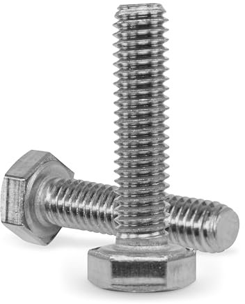 Sechskantschrauben Edelstahl M10x60 (5 Stück) DIN 933 (ISO 4017) Vollgewinde Maschinenschrauben A2 V2A rostfreier Edelstahl Sechskantkopf (M10x60 (5 Stück)