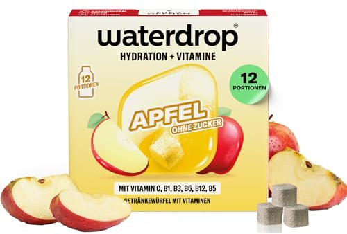 waterdrop® Microdrink Apfel - 12 Waterdrop Drops Würfel mit fruchtigem Apfel Geschmack - zuckerfreier Durstlöscher & Alternative zu Getränke-Sirup und Geschmackspulver - Flavour Drops mit Vitaminen