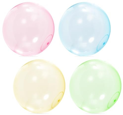 4 Stück Transparenter Wasserblasenball, 70 cm Transparenter Hüpfballon, Aufblasbarer Wasserball, Transparent Inflatable Wasserball, Luftballons Aufblasbarer, Reusable Water Balloons für Pool Garten
