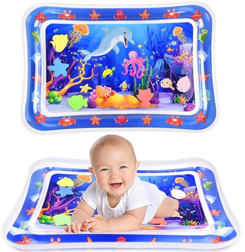 Hshenjhu Alfombra de Agua para Bebé, Alfombra Inflable para Bebés de 3 a 6 a 9 Meses Recién Nacidos, Centros de Actividad en Interiores, Regalo Divertido, Estimulación del Crecimiento de Bebé