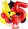 Luftballon Blitz 5 Jahre 16 Stück Schwarz Rot Gelb Latexballons Blitz Folienballon Stern Ballons für Junge Deko 5. Geburtstag
