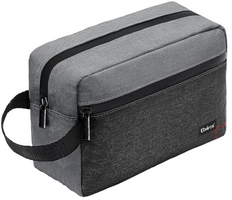 Elviors Trousse de Toilette de Voyage à Suspendre pour Homme - Gris (Trousse de Rasage Incluse)