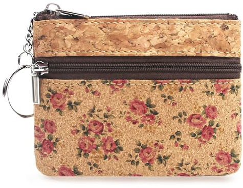 boshiho Kork Mini Schlüsseletui Damen - Vegane Schlüsseltasche Klein, Mini Änderungstasche Münzgeldbörse für unterwegs,Geschenke, Muttertag, Shopping-03