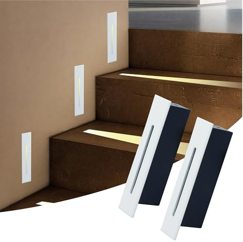 Faretto LED da Incasso per Scale 3W, IP65 Impermeabile Faro per Esterno Gradini, Alluminio Pressofuso Lampada Angolo Parete, Illuminazione Decorativa Interna Corridoi Scale (Bianco Caldo Slim 2pz)