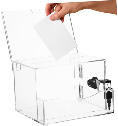 WEKAMOS Abschließbare Transparente Acryl-wahlurne mit Großem Einwurfschlitz für Vorschläge Spenden und Fundraising Robuste Klare Box für Sichere Sammlung und Einfache Inhaltssicht