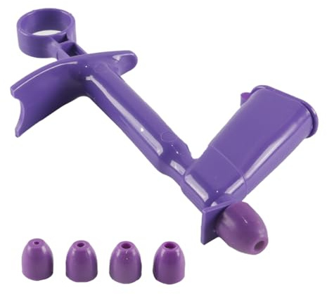 Hoite Pearl Applicator Fondant Cake Decorating Tool with 4 Sizes Ball Tip Nozzles Plastic Purple for Dessert Cupcake Cookie Decoration