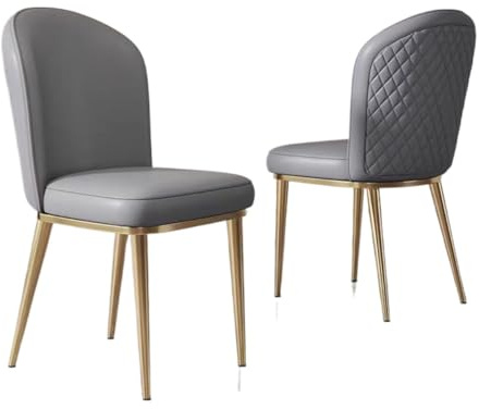JingNian Mid-Century Modern Küchen- und Esszimmerstuhl mit Goldfarbenen Metallbeinen, gepolsterter Leder-Akzentstuhl, Komfortabler Bauernhausstil für Wohnzimmer und Esszimmer(D)
