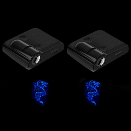 SSyang 2 Stück Auto Türlicht Logo, Autotür Led Licht Logo Projektor, Logo Projektor, Autotür Willkommen Logo Light, Einstiegsbeleuchtung Autotür, für Alle Auto(Blauer Drache)