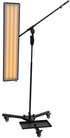 PDR Lampe 10W PDR Licht Dellenlinien-Tafel 360° Licht Panel Dellenprüfung Reflektortafel Doppelmodus Klarheit Dent Removal LED-Licht 110-163.5cm Vertikale Stab mit 3 Universalräder mit Bremsen