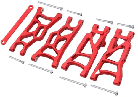 Für Traxxas Für Slash 2WD Für VXL Für Nitro Für Rustler Für Raptor 1/10 Metall Vorne Hinten Suspension Arm Set RC Auto Upgrade Teile RC Zubehör(Red)