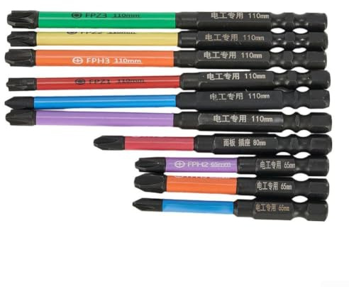 Special Cross Screwdriver Set for Electricians, 10-Piece Alloy Steel Magnetic Insulated Bits with 1/4-Inch Hex Shank, and Types for Electrical Panels and Breakers