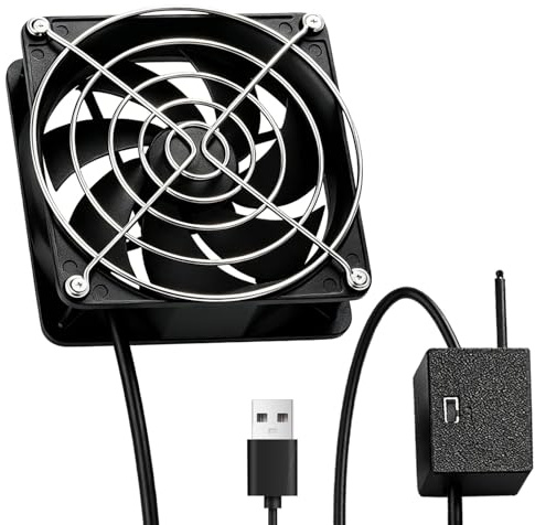 Silkwish USB PC Lüfter 80mm mit Temperaturregler - Leiser Computer Kühlung Lüfter mit 3 Starttemperaturen (30/35/40°C), Gehäuselüfter Ventilator für CPU, Laptop, PS5, Router, AV Schrank, Router