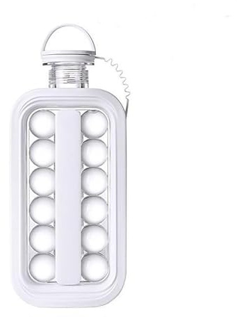 2-in-1 Portable Ice Ball Maker Bottle, Leak-Resistant Ice Cube Kettle | Food-Grade Round Ice Mold with Carry Handle for Cocktails, Coffee, Beer, Picnics and Camping
