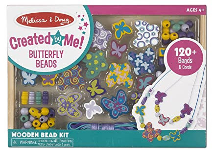 Melissa & Doug 14179 Holzperlen-Set Schmetterlinge (120 Perlen)