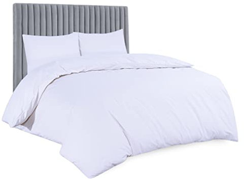 Sapphire Collection Luxury 100% Egyptian Cotton Duvet Quilt Cover & Pillowcase Bedding Set (White, King)