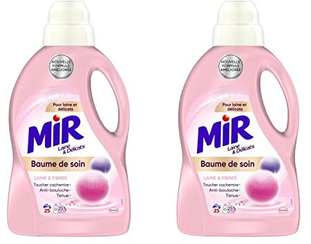 Mir Laine et Délicats Baume de soin Plus - Lessive Liquide - 2x1,5L -50 Lavages