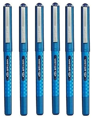 Uni Ball EYE Design blauer Tintenroller 0,7 mm Spitze Spitze 0,5 mm Strichbreite Designer Series schnell trocknende Pigmenttinte UB-157D (6 Stück)