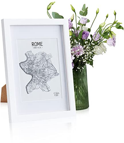 Casa Chic Cadre Photo, Cadre Photo en Bois de 32x24 cm, Cadres photo, Porte Photo Mural, Cadre Decoration Murale Pele Mele, Affichage Vertical/Horizontal, avec Protection Verre et Passe Partout Inclus